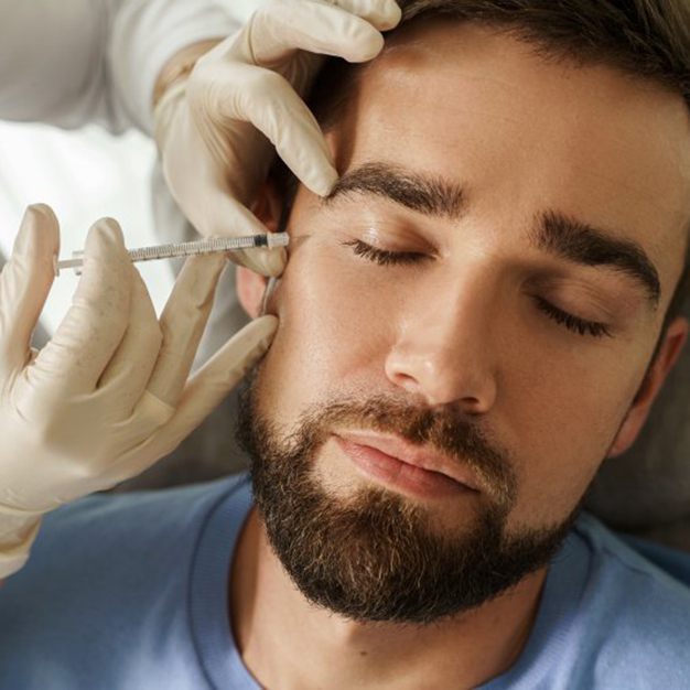 a man undergoing a bio-filler injection treatment