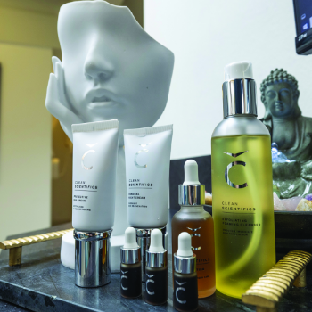 Several skincare products on a table
