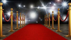 Hollywood red carpet atmosphere.
